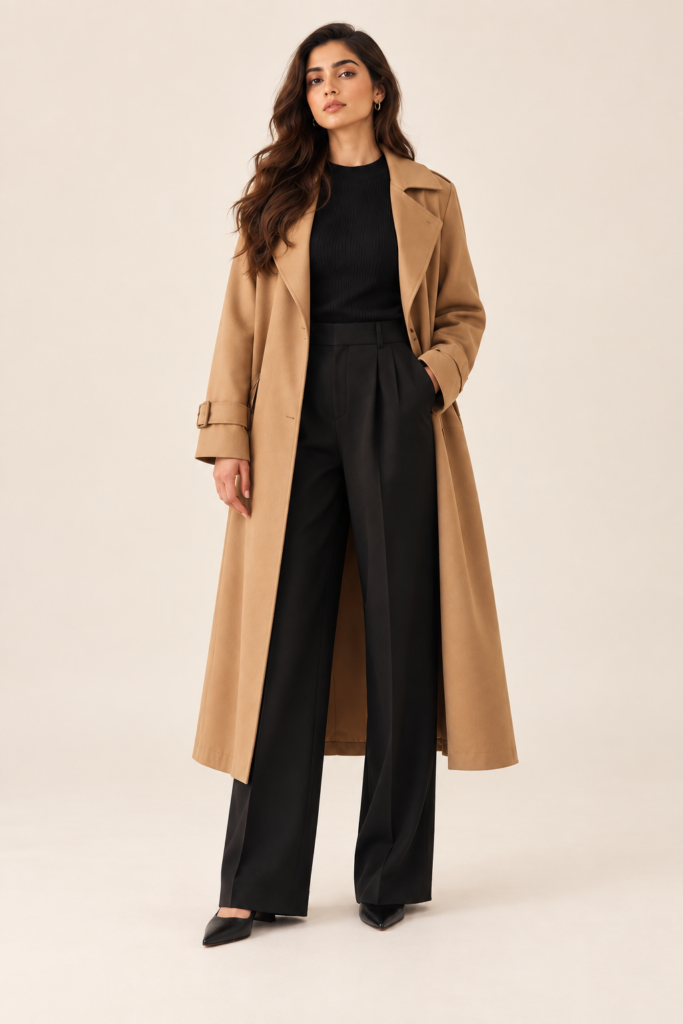 Camel Grace Longline Trench Coat