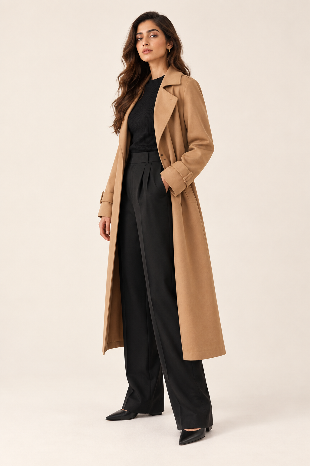 Camel Grace Longline Trench Coat - Image 6