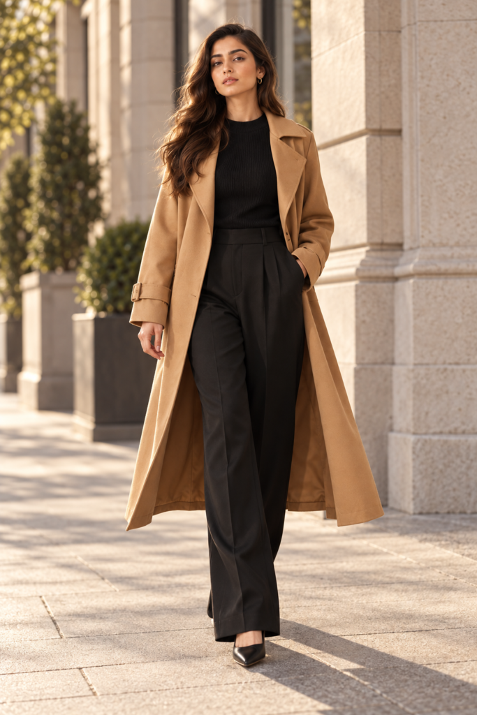 Camel Grace Longline Trench Coat