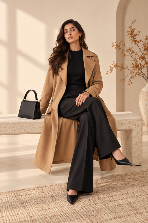 Camel Grace Longline Trench Coat - Image 3