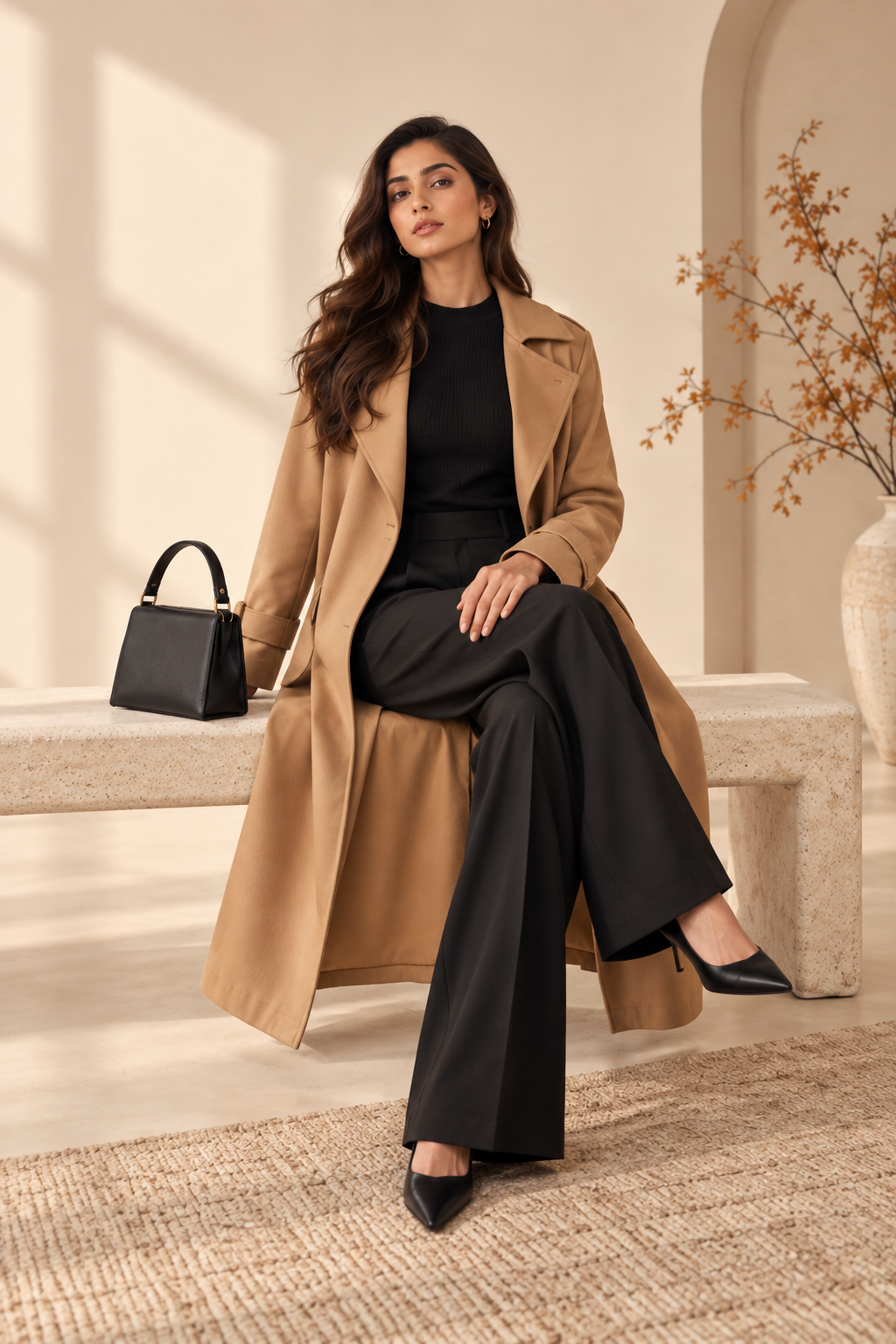 Camel Grace Longline Trench Coat - Image 3
