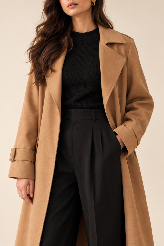 Camel Grace Longline Trench Coat