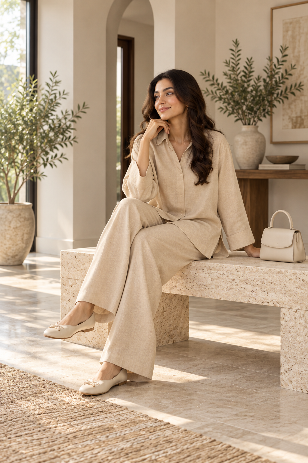Noor Relaxed Linen Co-ord Set – Natural Beige - Image 5