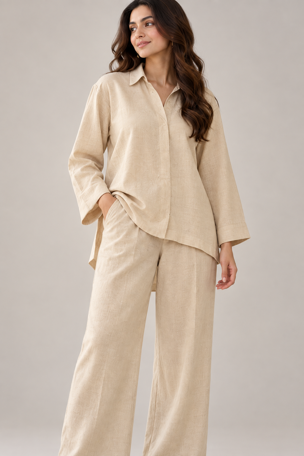 Noor Relaxed Linen Co-ord Set – Natural Beige - Image 3