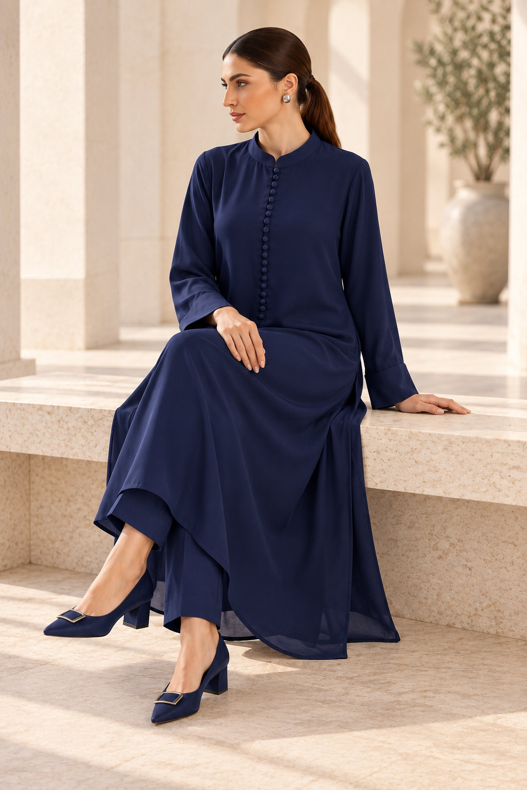 Navy Long Dress Set - Image 3